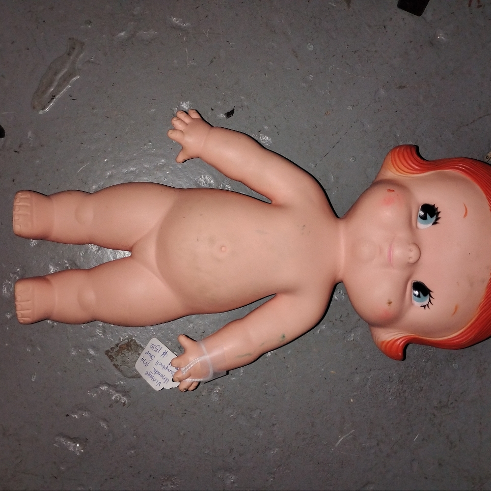 Bright Orange Hair Baby Doll with Large Eyes and Soft Body 1974 Uneeda
